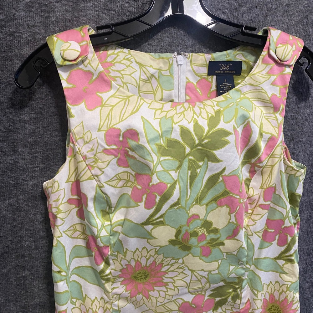 Brooks Brothers‎ Dress Womens 6 Floral Sleeveless Pink Green Coastal Vacation - Picture 3 of 8